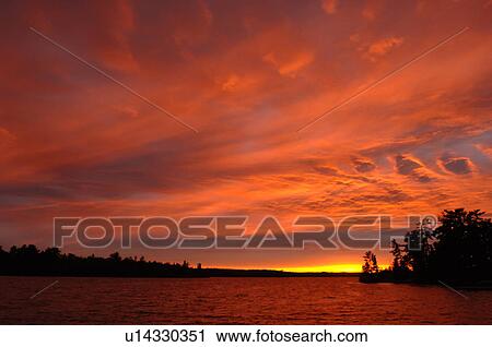 Crimson sky over Lake of the Woods View Large Photo Image Stock Image - Crimson sky over Lake of the Woods. Fotosearch