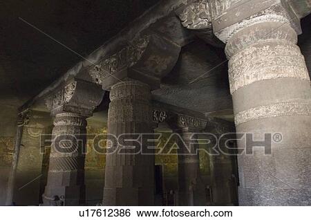 Columns in a cave, Ajanta, Maharashtra, India View Large Photo Image Stock Photograph - Columns in a cave, Ajanta, Maharashtra, India. Fotosearch