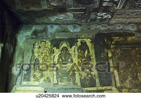 Mural on the wall of a cave, Ajanta, Maharashtra, India View Large Photo Image Picture - Mural on the wall of a cave, Ajanta, Maharashtra, India. Fotosearch