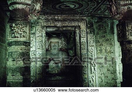 Statue of Buddha in a cave, Ajanta, Maharashtra, India View Large Photo Image Stock Photography - Statue of Buddha in a cave, Ajanta, Maharashtra, India. Fotosearch