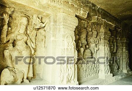 Statue of Hindu goddess carved in a cave, Ellora, Aurangabad, Maharashtra, India View Large Photo Image Stock Image - Statue of Hindu goddess carved in a cave, Ellora, Aurangabad, Maharashtra, India. Fotosearch