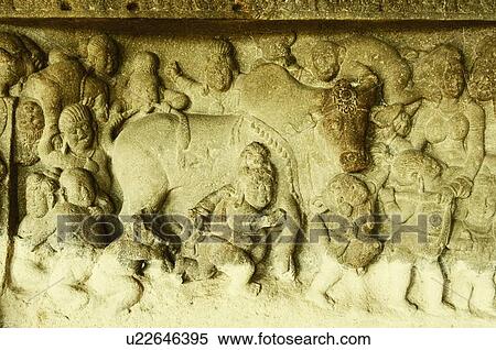 Stock Photography - Statues in a cave, Ellora, Aurangabad, Maharashtra, India. Fotosearch