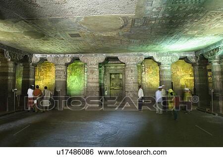 Tourists in a cave, Ajanta, Maharashtra, India View Large Photo Image Stock Photograph - Tourists in a cave, Ajanta, Maharashtra, India. Fotosearch