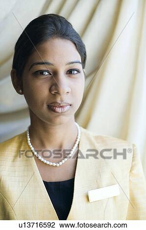 Stock Image - Portrait of a waitress. Fotosearch