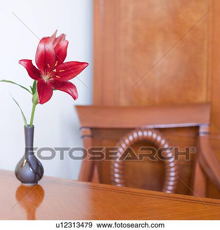 Close-up of a flower vase on a table View Large Photo Image Stock Photo - Close-up of a flower vase on a table. Fotosearch