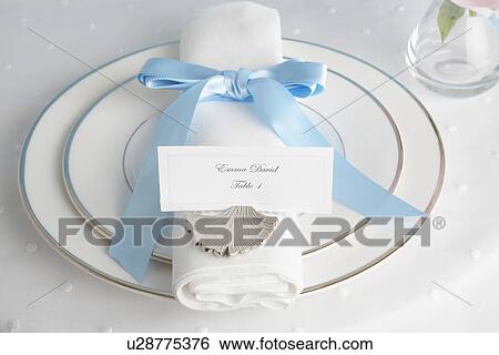 Place setting with place card View Large Photo Image Stock Photograph - Place setting with place card. Fotosearch