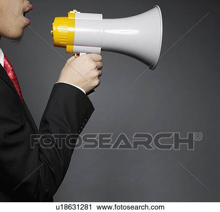Businessman Holding Bullhorn View Large Photo Image Stock Image - Businessman Holding Bullhorn. Fotosearch