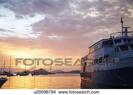 Harbor at dusk, St. John, US Virgin Islands, USA View Large Photo Image Picture - Harbor at dusk, St. John, US Virgin Islands, USA. Fotosearch