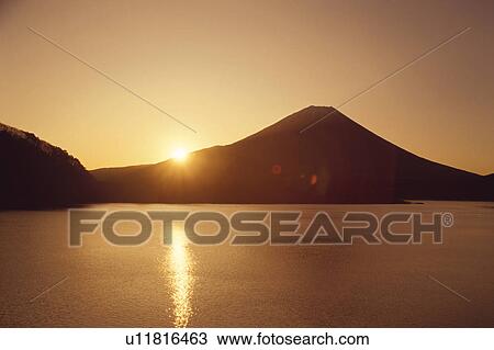 Stock Image - Mt. Fuji And Lake Motosu. Fotosearch