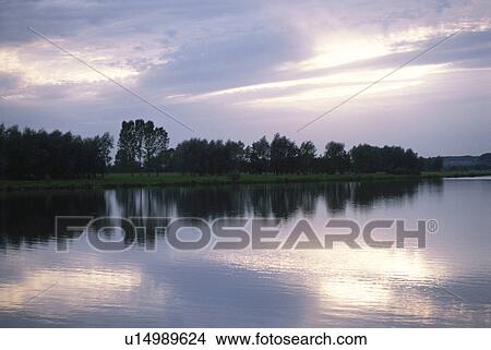 Picture - The Lakeside In A Morning Glow. Fotosearch
