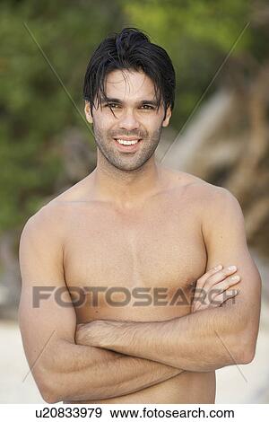 Portrait of shirtless young man View Large Photo Image Stock Photo - Portrait of shirtless young man. Fotosearch