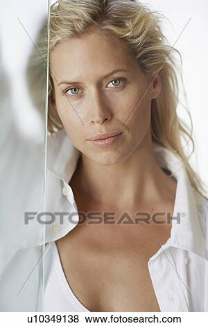 Mid adult woman (portrait) View Large Photo Image Stock Photo - Mid adult woman (portrait). Fotosearch