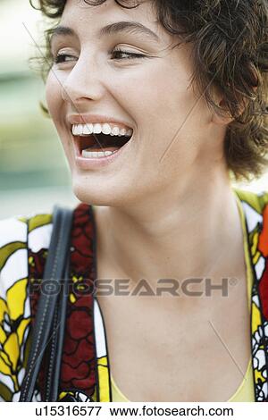 Teenage girl laughing (portrait) View Large Photo Image Stock Photo - Teenage girl laughing (portrait). Fotosearch
