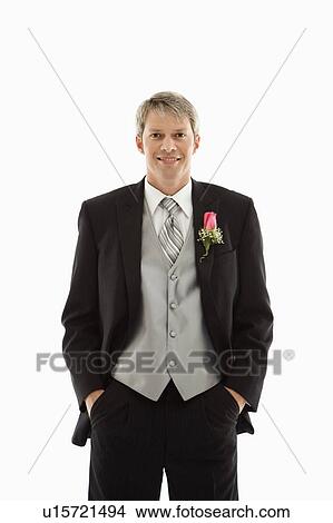 Picture - Portrait of Caucasian male in tuxedo. . Fotosearch