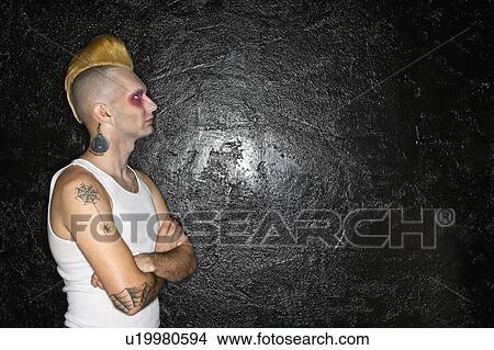 Punk in front of black background View Large Photo Image Picture - Punk in front of black background. Fotosearch