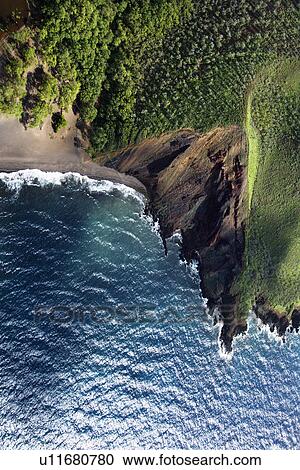 Aerial of cliff on Maui, Hawaii coast with beach. View Large Photo Image Stock Image - Aerial of cliff on Maui, Hawaii coast with beach.. Fotosearch