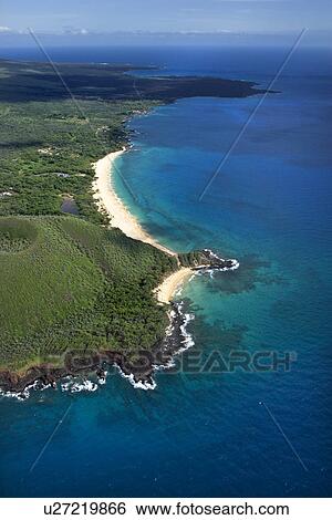Aerial of Maui, Hawaii beach and Pacific ocean. View Large Photo Image Stock Photograph - Aerial of Maui, Hawaii beach and Pacific ocean.. Fotosearch