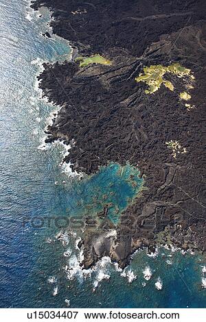 Aerial of Maui, Hawaii coastline with lava rocks View Large Photo Image Stock Photo - Aerial of Maui, Hawaii coastline with lava rocks. Fotosearch
