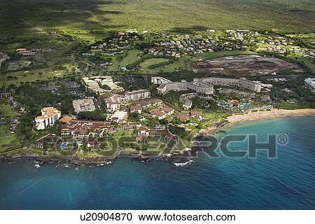 Aerial of tropical beach resort in Maui, Hawaii View Large Photo Image Stock Image - Aerial of tropical beach resort in Maui, Hawaii. Fotosearch