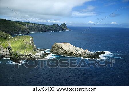Aerial view of rocky Maui, Hawaii coastline. View Large Photo Image Stock Image - Aerial view of rocky Maui, Hawaii coastline.. Fotosearch