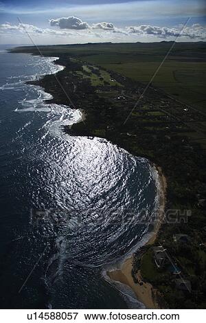 Aerial view of shoreline in Maui, Hawaii. View Large Photo Image Stock Photo - Aerial view of shoreline in Maui, Hawaii.. Fotosearch