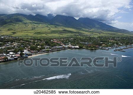 Aerial view of waterfront buildings on coastline of Maui, Hawaii View Large Photo Image Stock Photography - Aerial view of waterfront buildings on coastline of Maui, Hawaii. Fotosearch