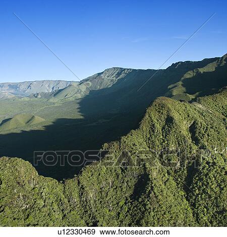 Stock Photo - Aerial of mountain landscape on Maui, Hawaii.. Fotosearch