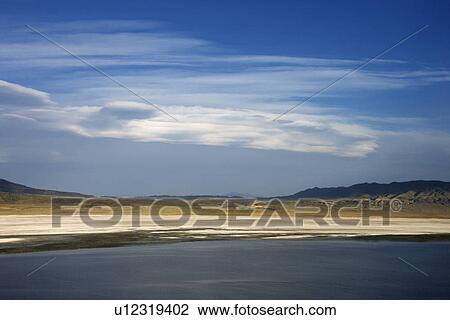 Stock Image - Aerial of Owens Lake landscape in California. Fotosearch