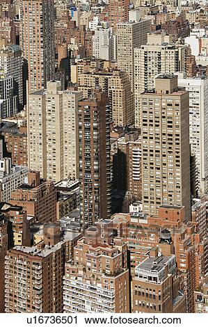 Stock Image - Aerial view of buildings in New York City. Fotosearch