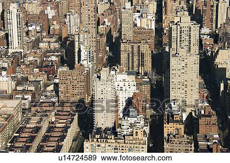 Stock Photo - Aerial view of buildings in New York City. Fotosearch