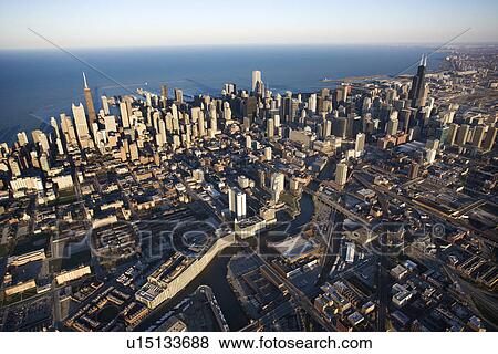 Stock Photo - Aerial view of Chicago, Illinois. Fotosearch