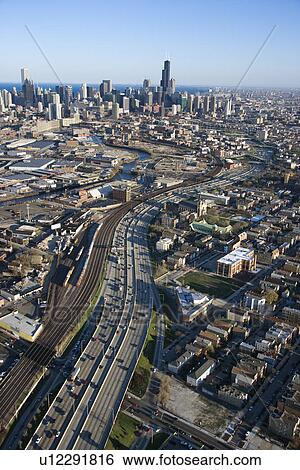 Aerial view of Chicago, Illinois View Large Photo Image Stock Photograph - Aerial view of Chicago, Illinois. Fotosearch