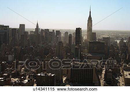 Aerial view of Manhattan city skyline, New York City View Large Photo Image Stock Photography - Aerial view of Manhattan city skyline, New York City. Fotosearch