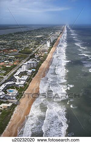 Aerial view of Ormond Beach, Florida with oceanfront buildings. View Large Photo Image Stock Image - Aerial view of Ormond Beach, Florida with oceanfront buildings.. Fotosearch