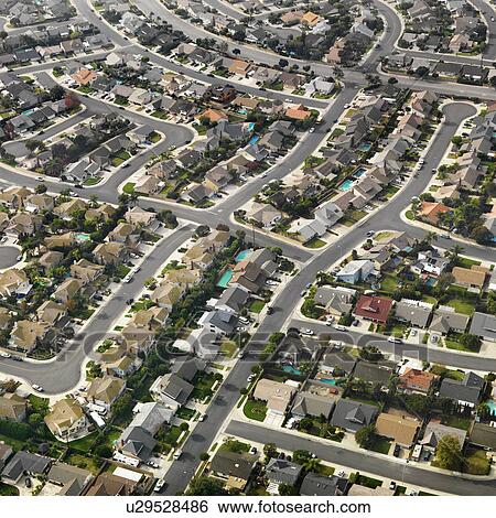 Stock Photograph - Aerial view of sprawling Southern California urban housing development.. Fotosearch