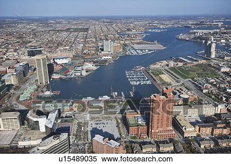 Aerial view of the Inner Harbor in Baltimore, Maryland. View Large Photo Image Stock Photography - Aerial view of the Inner Harbor in Baltimore, Maryland.. Fotosearch
