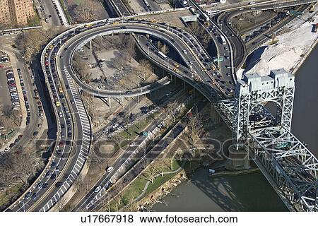 Harlem River Lift section of Triborough bridge in New York City View Large Photo Image Stock Photo - Harlem River Lift section of Triborough bridge in New York City. Fotosearch