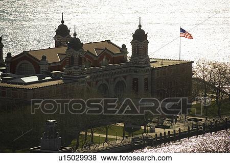 Aerial view of Ellis Island, New York City View Large Photo Image Stock Photo - Aerial view of Ellis Island, New York City. Fotosearch