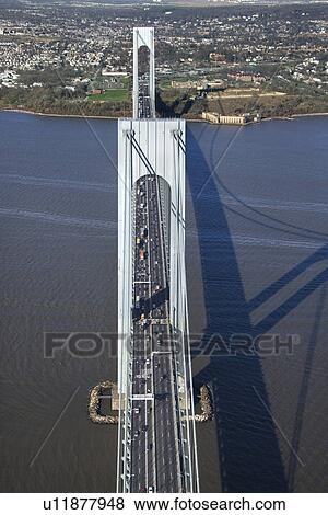 Aerial view of New York City's Verrazano-Narrow's bridge View Large Photo Image Stock Photo - Aerial view of New York City's Verrazano-Narrow's bridge. Fotosearch