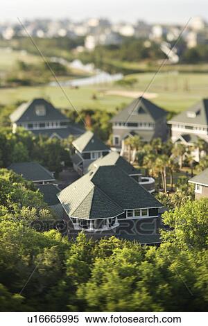 Stock Photography - Aerial view of residential community on Bald Head Island, North Carolina. . Fotosearch