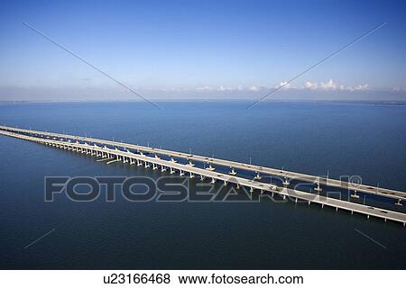 Stock Photo - Interstate 275 over Howard Aerial of Frankland Bridge over Old Tampa Bay, Florida. Fotosearch