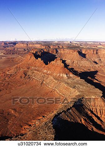Picture - Aerial landscape of canyon in Canyonlands National Park. Fotosearch