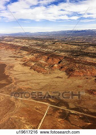 Aerial landscape of desert plains in rural Utah, United States. View Large Photo Image Stock Photograph - Aerial landscape of desert plains in rural Utah, United States.. Fotosearch