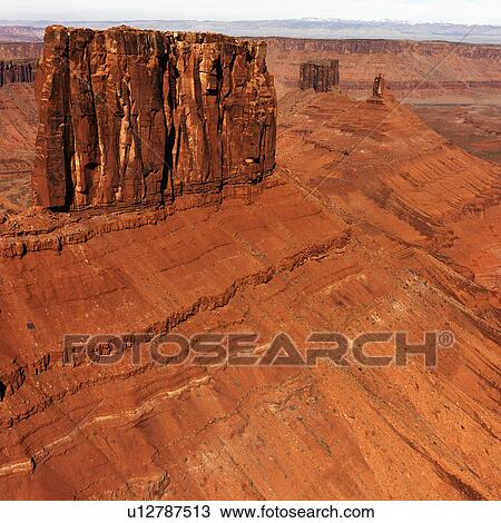 Stock Image - Aerial landscape of mesas in Canyonlands National Park, Moab, Utah, United States.. Fotosearch