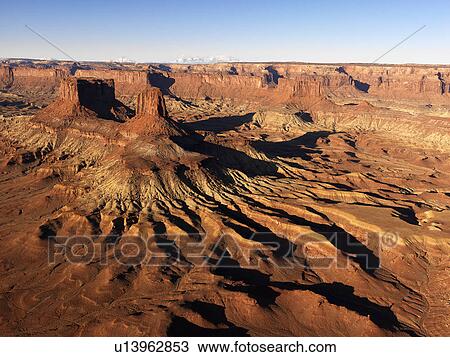 Aerial landscape of mesas in Canyonlands National Park, Moab, Utah, United States View Large Photo Image Stock Image - Aerial landscape of mesas in Canyonlands National Park, Moab, Utah, United States. Fotosearch