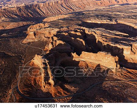 Aerial landscape of rock formations in Canyonlands National Park, Utah, United States. View Large Photo Image Stock Image - Aerial landscape of rock formations in Canyonlands National Park, Utah, United States.. Fotosearch
