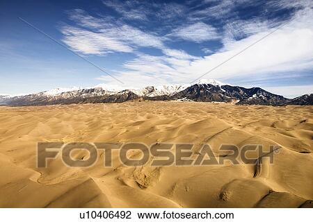 Aerial landscape of sand dunes in Great Sand Dunes National Park, Colorado. View Large Photo Image Stock Image - Aerial landscape of sand dunes in Great Sand Dunes National Park, Colorado.. Fotosearch