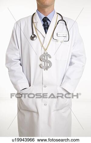 Caucasian mid adult male physician with dollar sign necklace. View Large Photo Image Stock Photograph - Caucasian mid adult male physician with dollar sign necklace.. Fotosearch