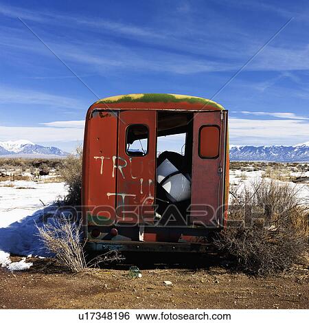 Landscape in rural snowy Colorado of open abandoned truck. View Large Photo Image Stock Photograph - Landscape in rural snowy Colorado of open abandoned truck.. Fotosearch