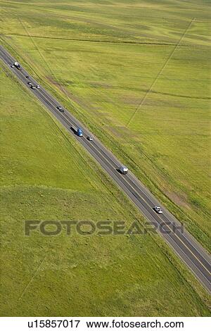 Stock Photo - Aerial of rural highway, USA.. Fotosearch